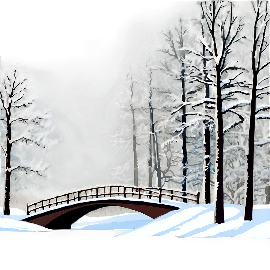 Winter Trees And Snowy Bridge Png 06292024 PNG Image