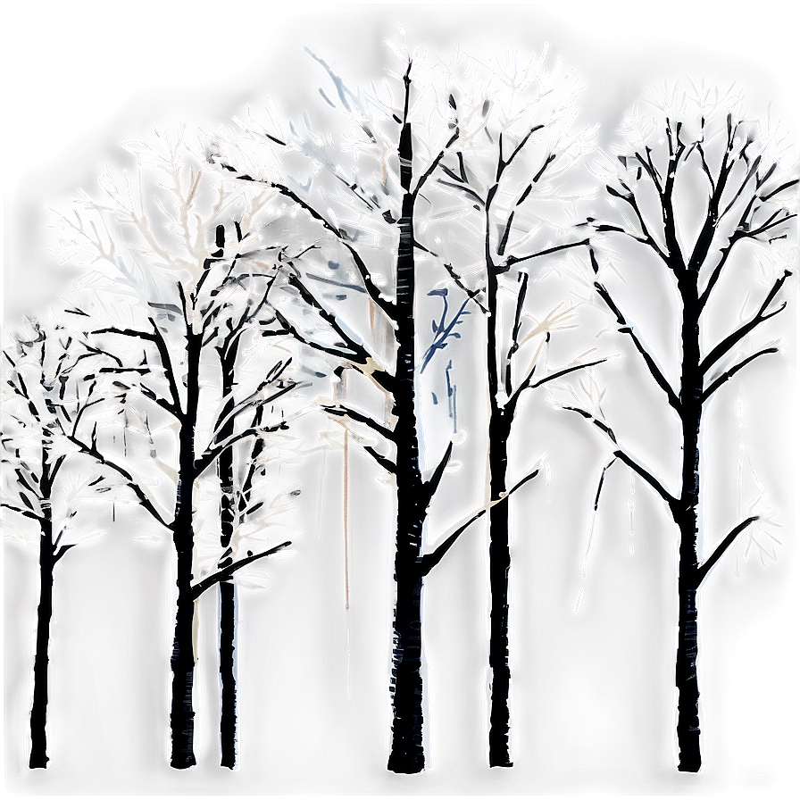 Winter Trees With Birds Png 06292024 PNG Image