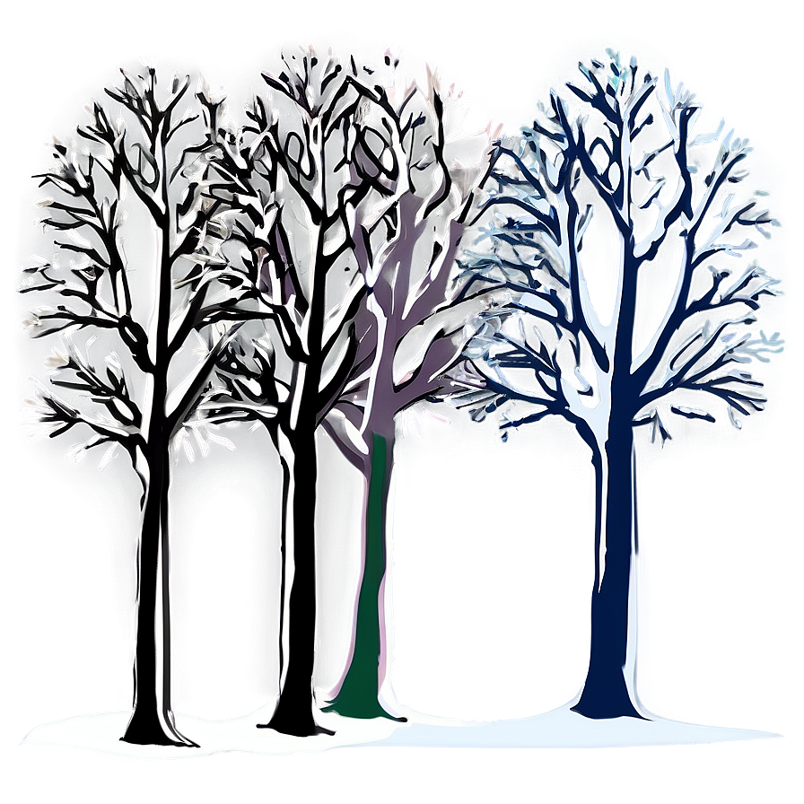 Winter Trees With Snowflakes Png 59 PNG Image