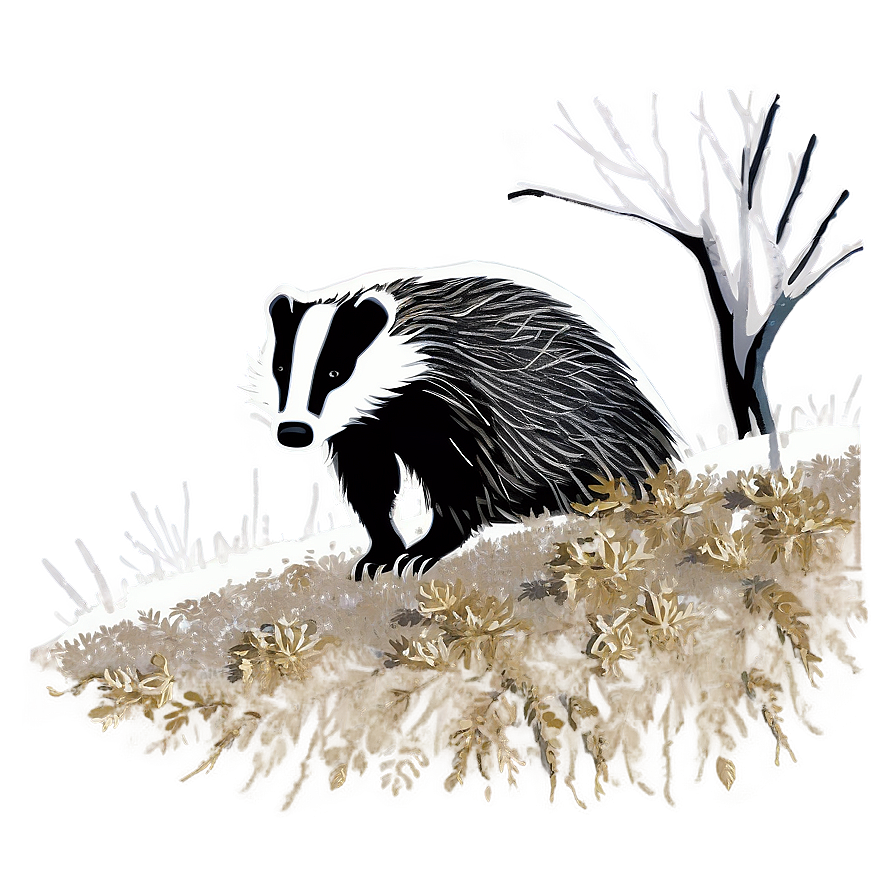 Wintery Badger Scene Png 06242024 PNG Image