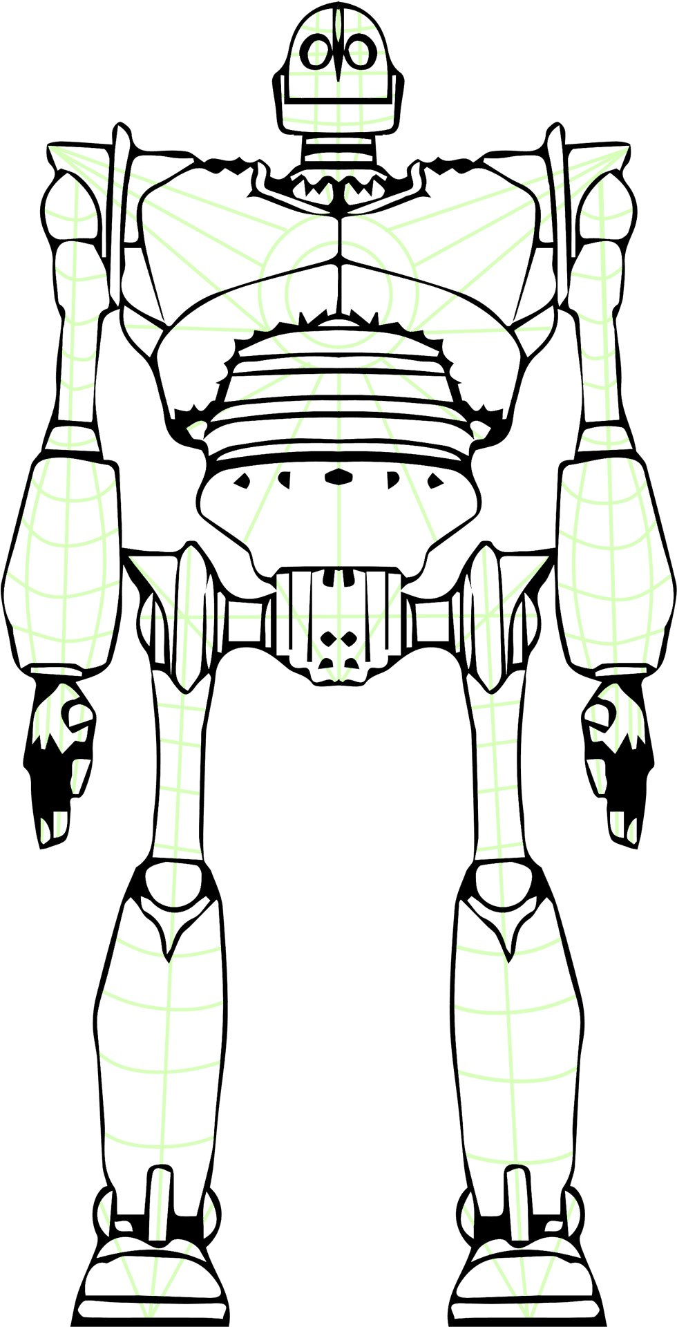 Wireframe Robot Design PNG Image