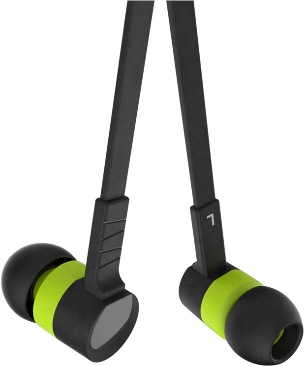 Wireless Earbuds Neon Accent PNG Image