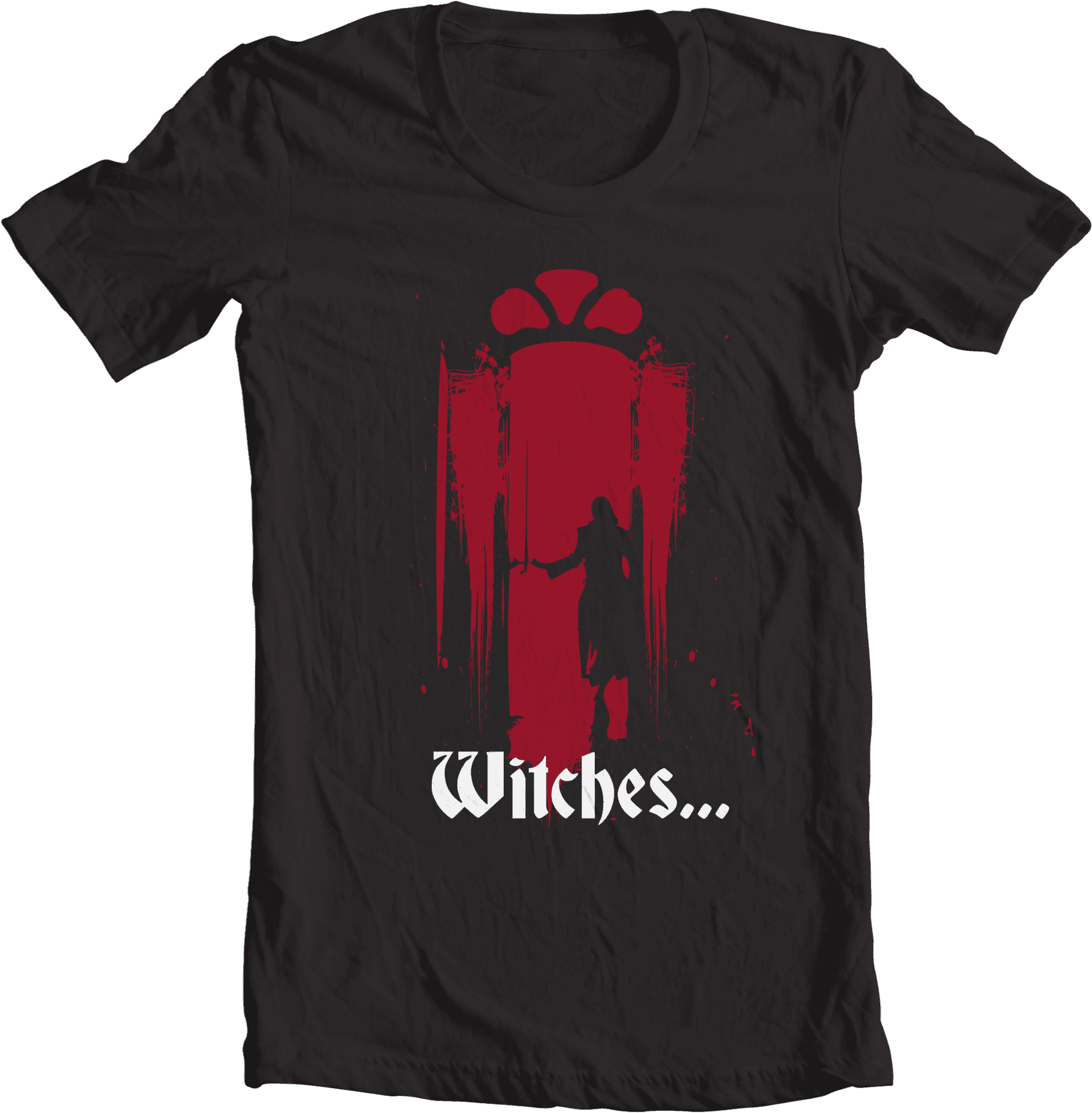 Witches Silhouette Red Dripping Paint T Shirt Design PNG Image