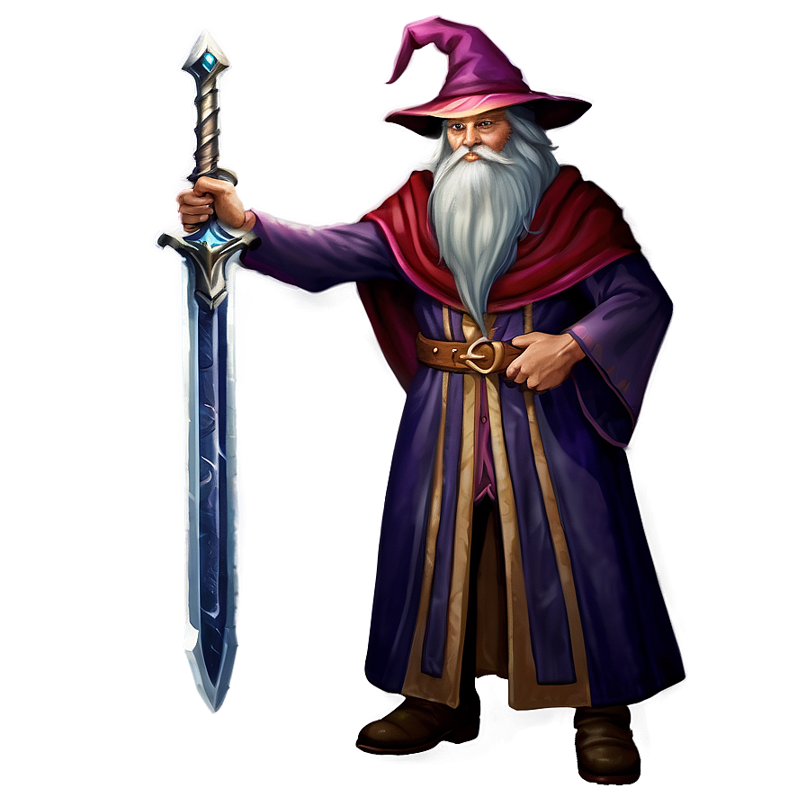 Wizard With Enchanted Sword Png 06112024 PNG Image