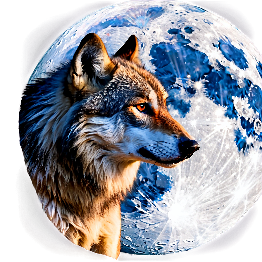 Wolf And Full Moon Night Png Erj41 PNG Image