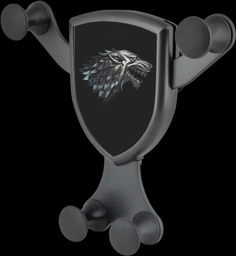 Wolf Emblem Phone Holder PNG Image