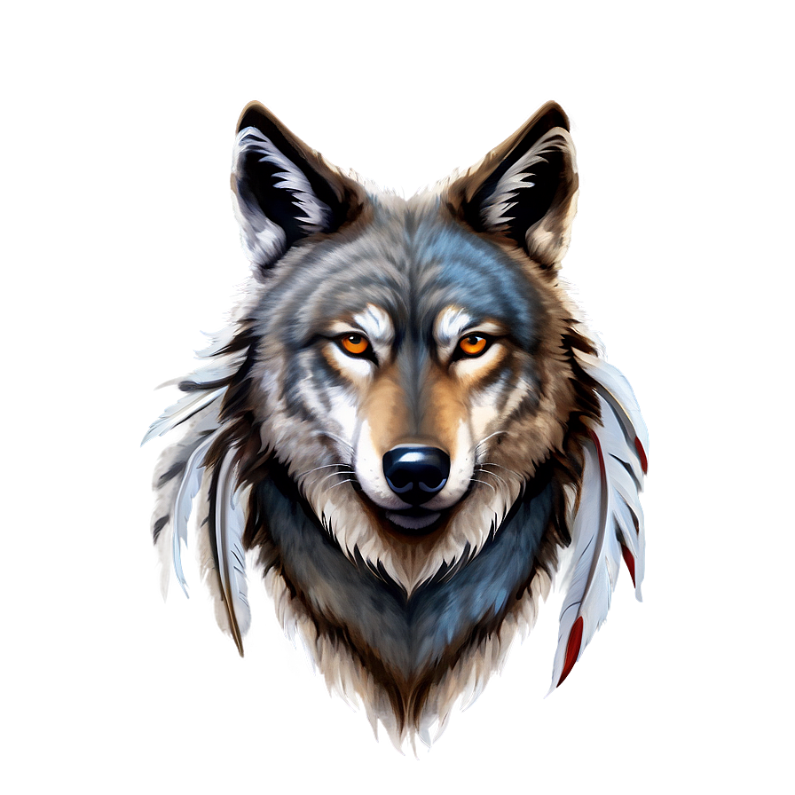 Wolf Face With Feathers Png Dsn82 PNG Image