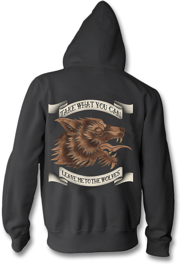 Wolf Graphic Hoodie Back PNG Image