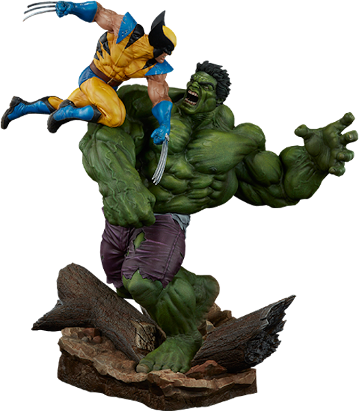 Wolverine_vs_ Hulk_ Statue PNG Image