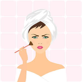 Woman Applying Makeup Vector PNG Image