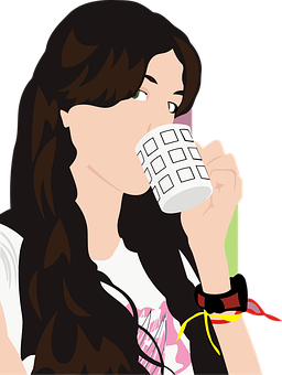 Woman Drinking From Cup PNG Image