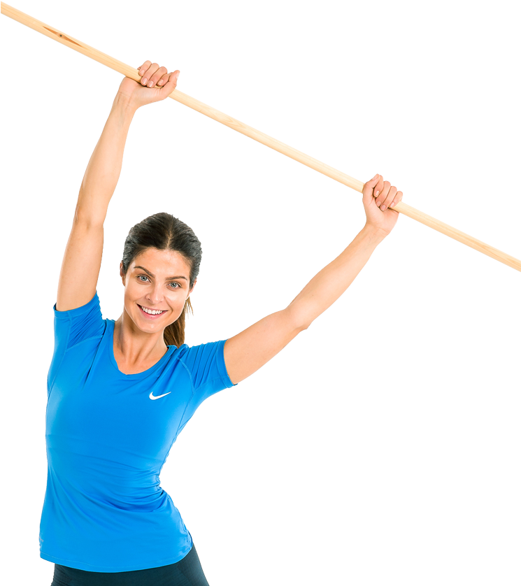 Woman Exercising With Stretching Stick PNG Image