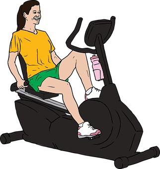 Woman Exercisingon Stationary Bike PNG Image