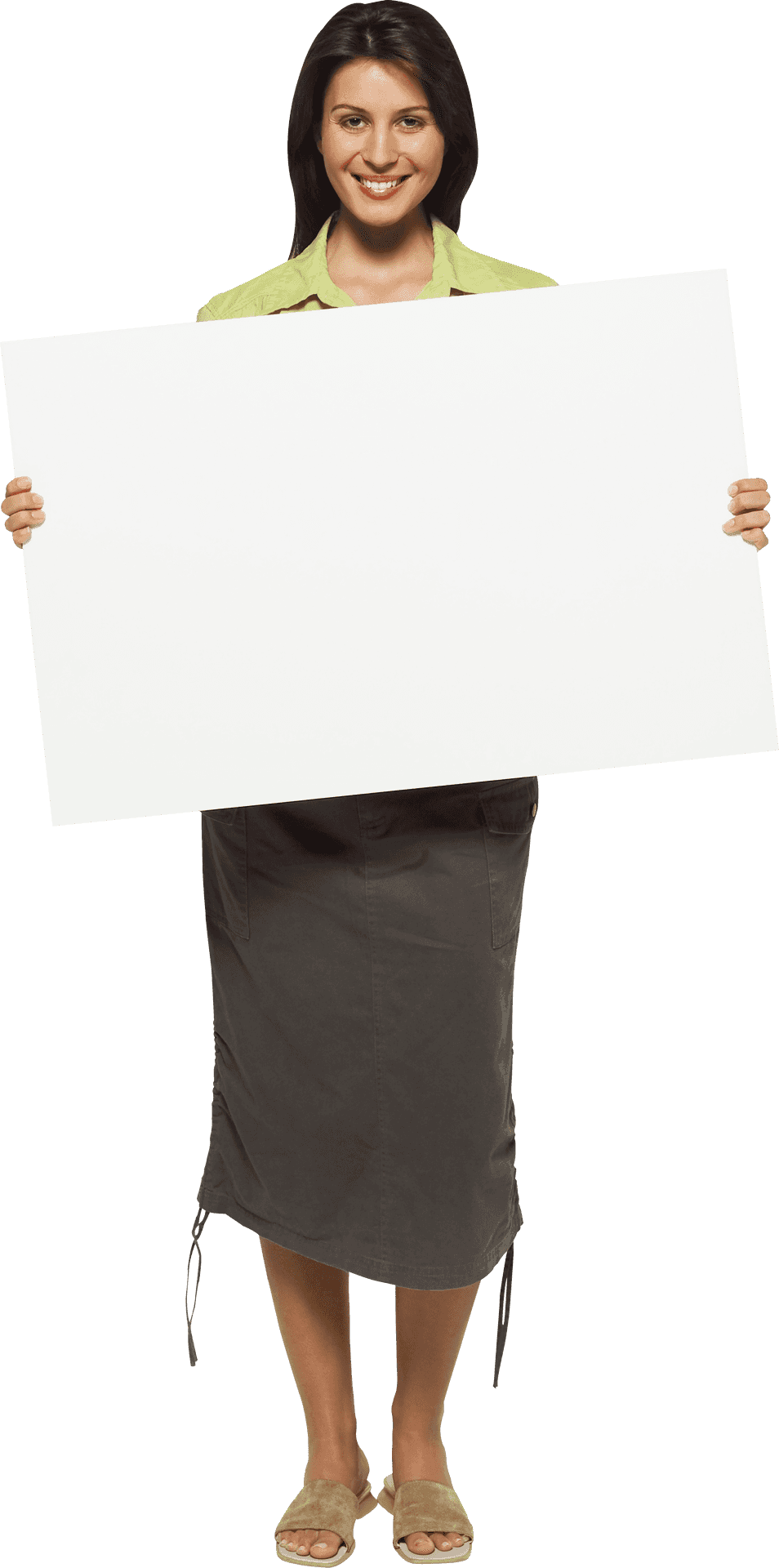 Woman Holding Blank Sign PNG Image