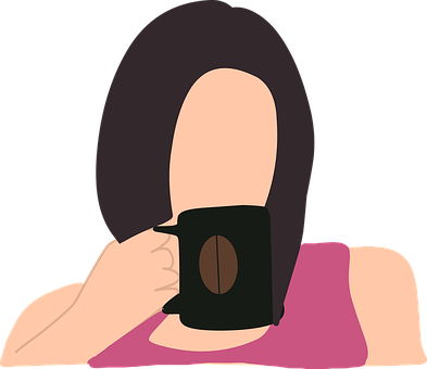 Woman Holding Coffee Mug Vector PNG Image