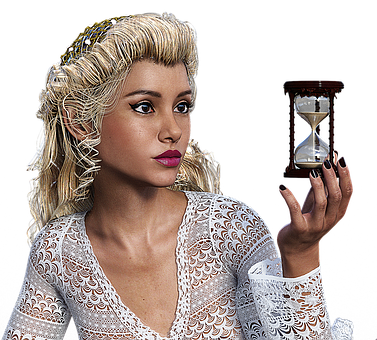 Woman Holding Hourglass Portrait PNG Image