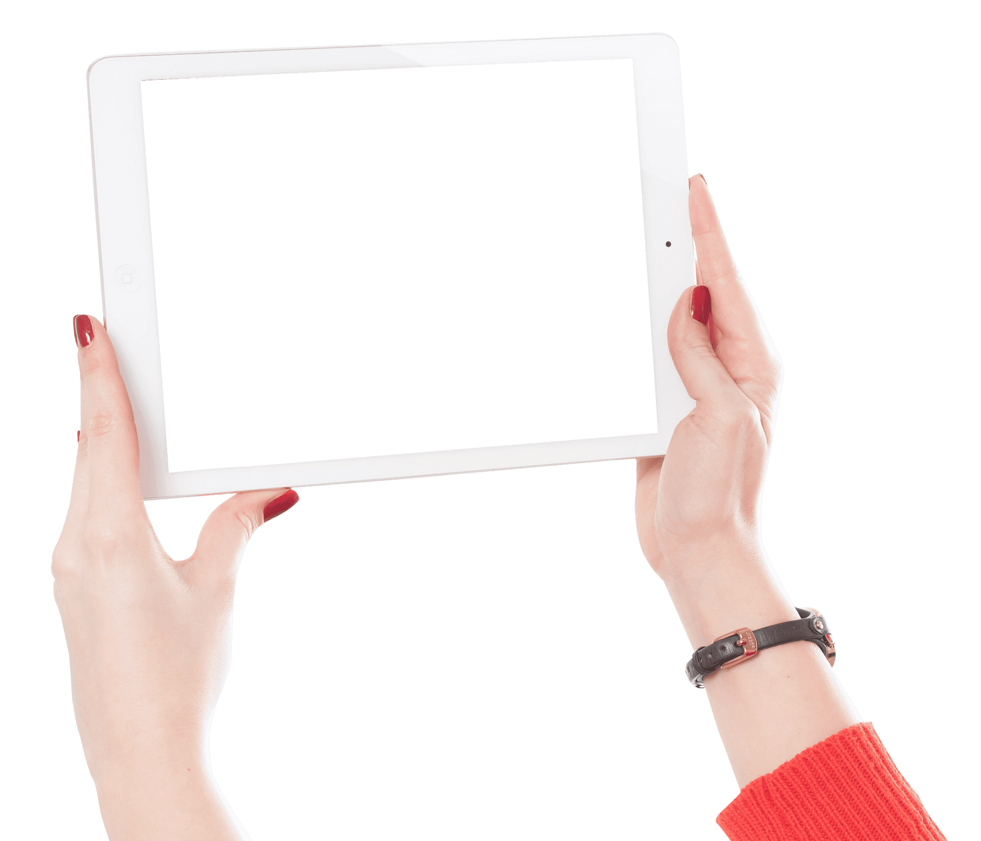 Woman Holding Tablet Frame PNG Image