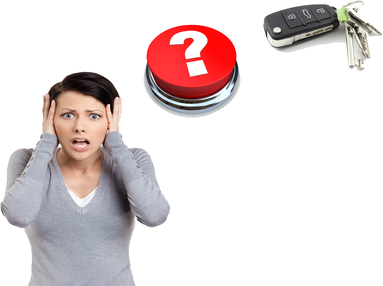 Woman Lost Keys Question Mark PNG Image