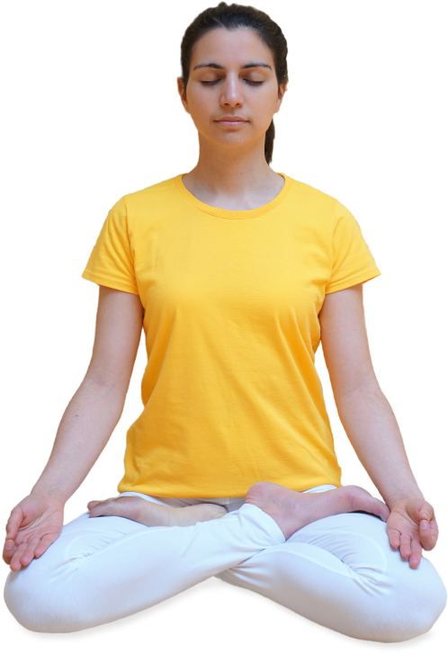 Woman Meditatingin Lotus Position PNG Image