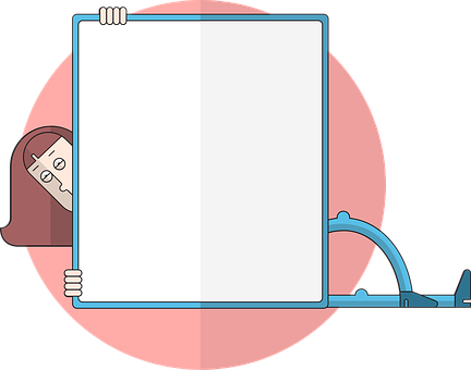 Woman Peeking Behind Notepad PNG Image