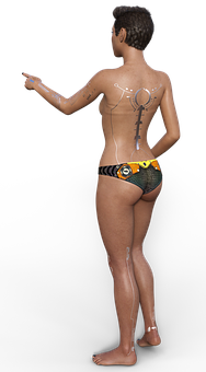 Woman Pointingin Bikini Bottoms PNG Image