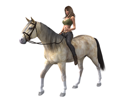 Woman Riding Horse3 D Render PNG Image