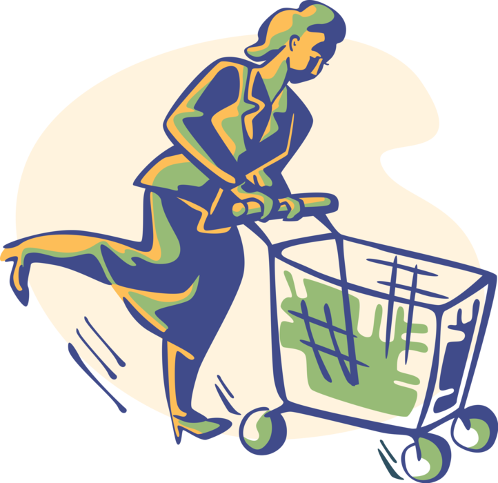 Woman Shopping Cart Illustration PNG Image