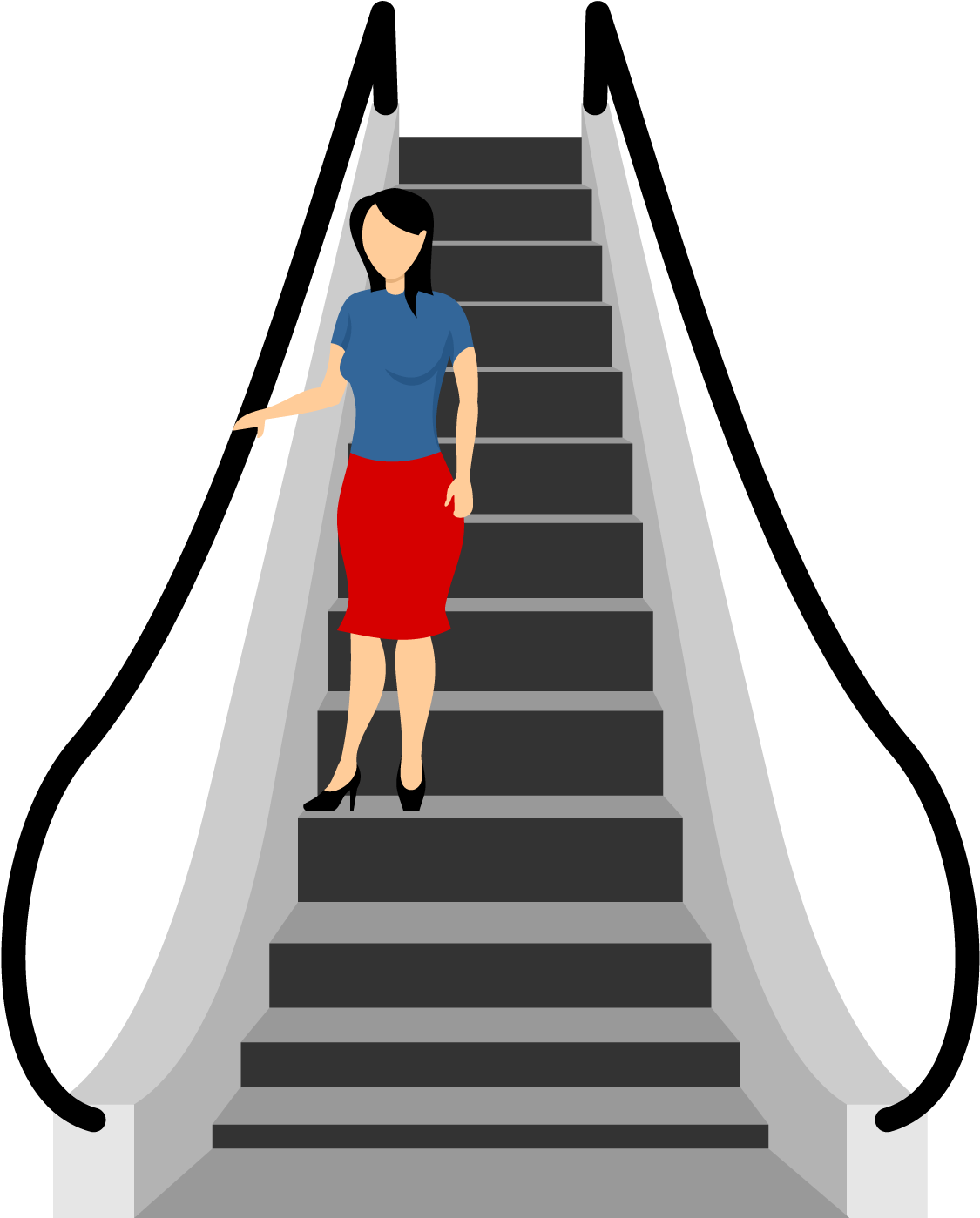 Woman Standingon Escalator PNG Image