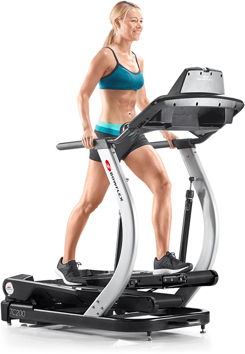 Woman Using Treadclimber Fitness Equipment PNG Image