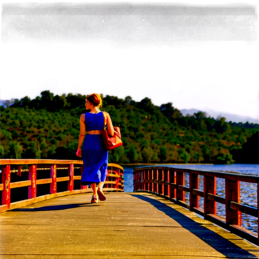 Woman Walking On Bridge Png Lbj31 PNG Image