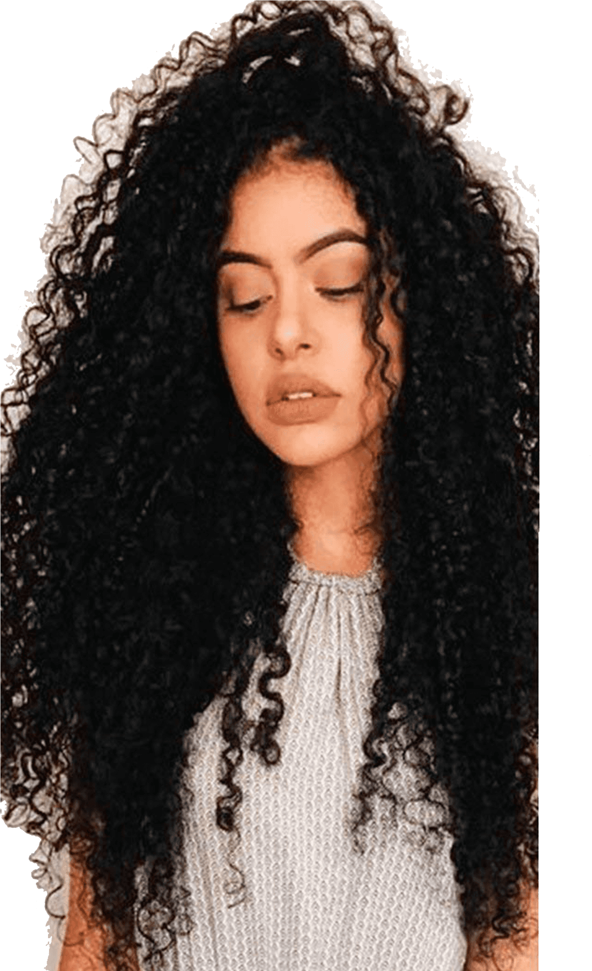 Woman_with_ Luxurious_ Curly_ Hair PNG Image