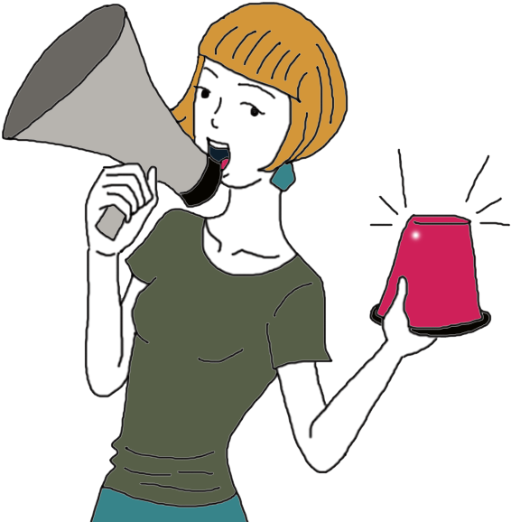 Woman_with_ Megaphone_and_ Siren_ Illustration PNG Image