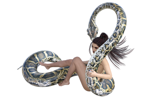 Woman_with_ Python_ Art PNG Image