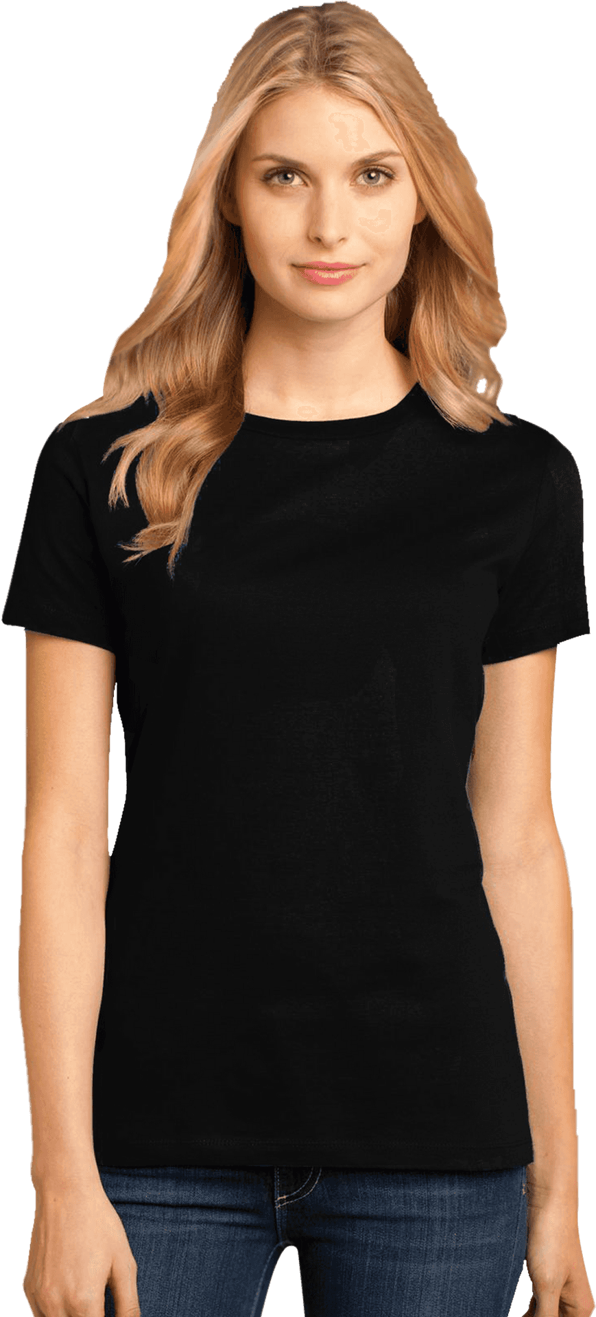 Womanin Black T Shirt PNG Image