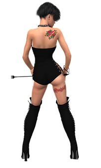 Womanin Blackwith Tattoos PNG Image