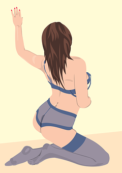 Womanin Blue Activewear Kneeling PNG Image