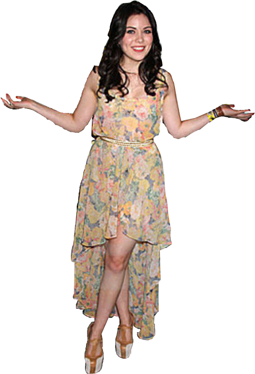 Womanin Floral Dress Smiling PNG Image