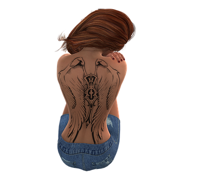 Womanwith Angel Wings Tattoo PNG Image