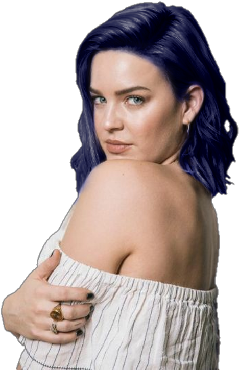 Womanwith Blue Hair Glance Over Shoulder PNG Image