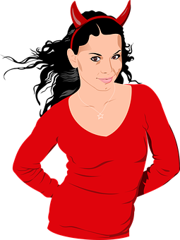 Womanwith Devil Horns PNG Image