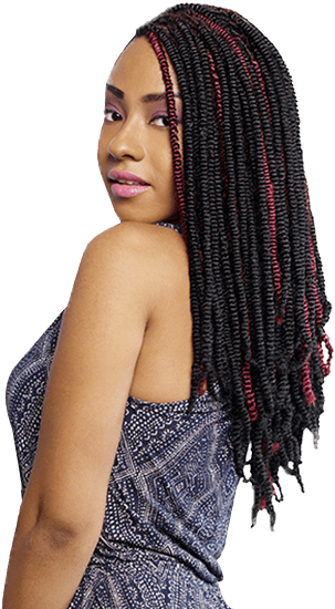 Womanwith Redand Black Braids PNG Image