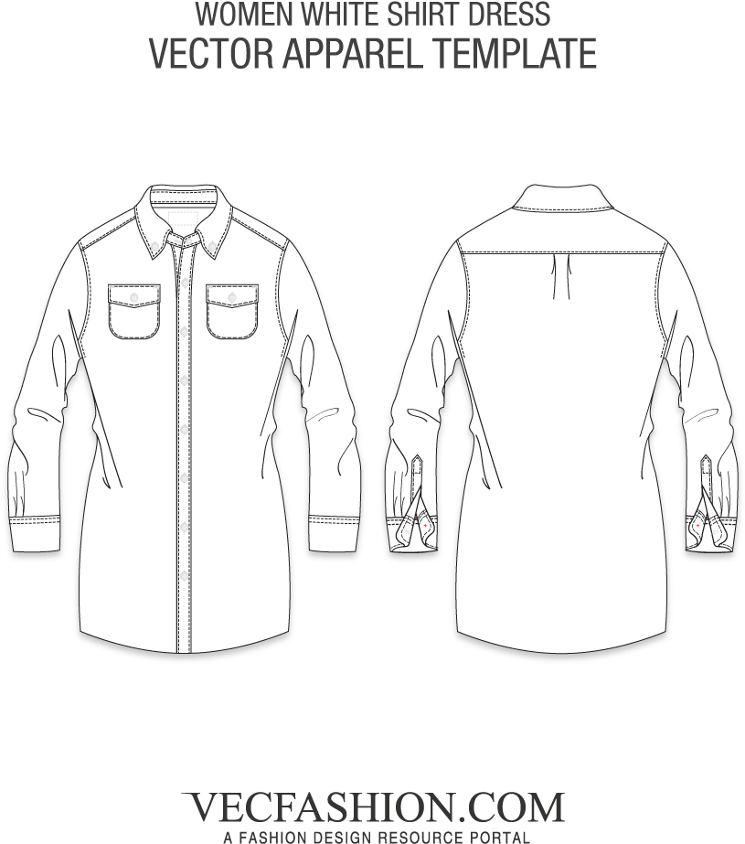 Women White Shirt Dress Vector Template PNG Image