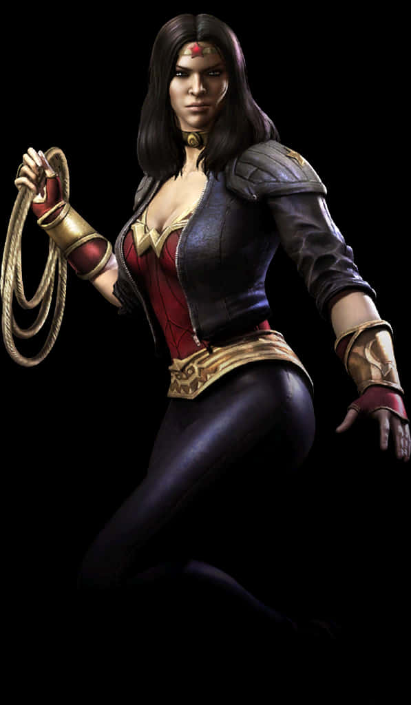 Wonder Woman Animated Character Pose PNG Image