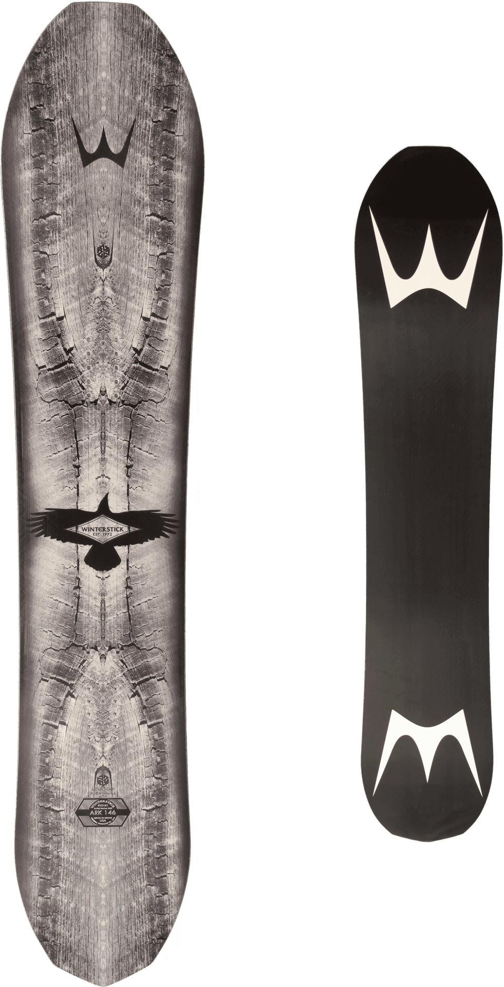 Wood Design Snowboard Frontand Back PNG Image