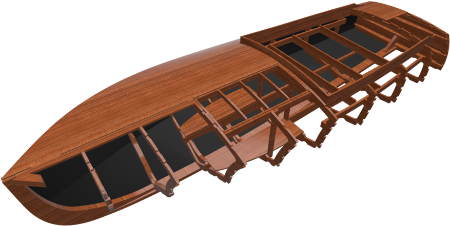 Wooden Canoe Construction Diagram PNG Image