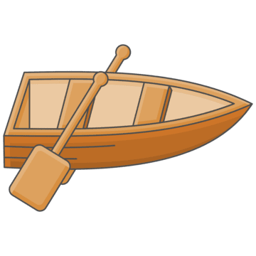 Wooden Canoewith Paddle Illustration PNG Image