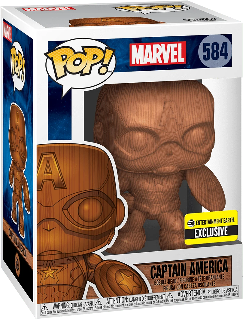 Wooden Captain America Funko Pop PNG Image