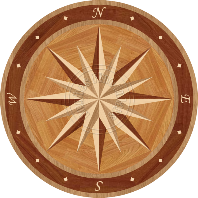 Wooden Compass Rose Design PNG Image