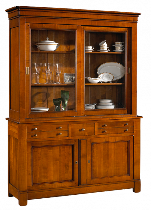 Wooden Crockery Cabinet Display PNG Image