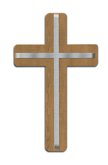 Wooden Crosswith Metal Inlay PNG Image